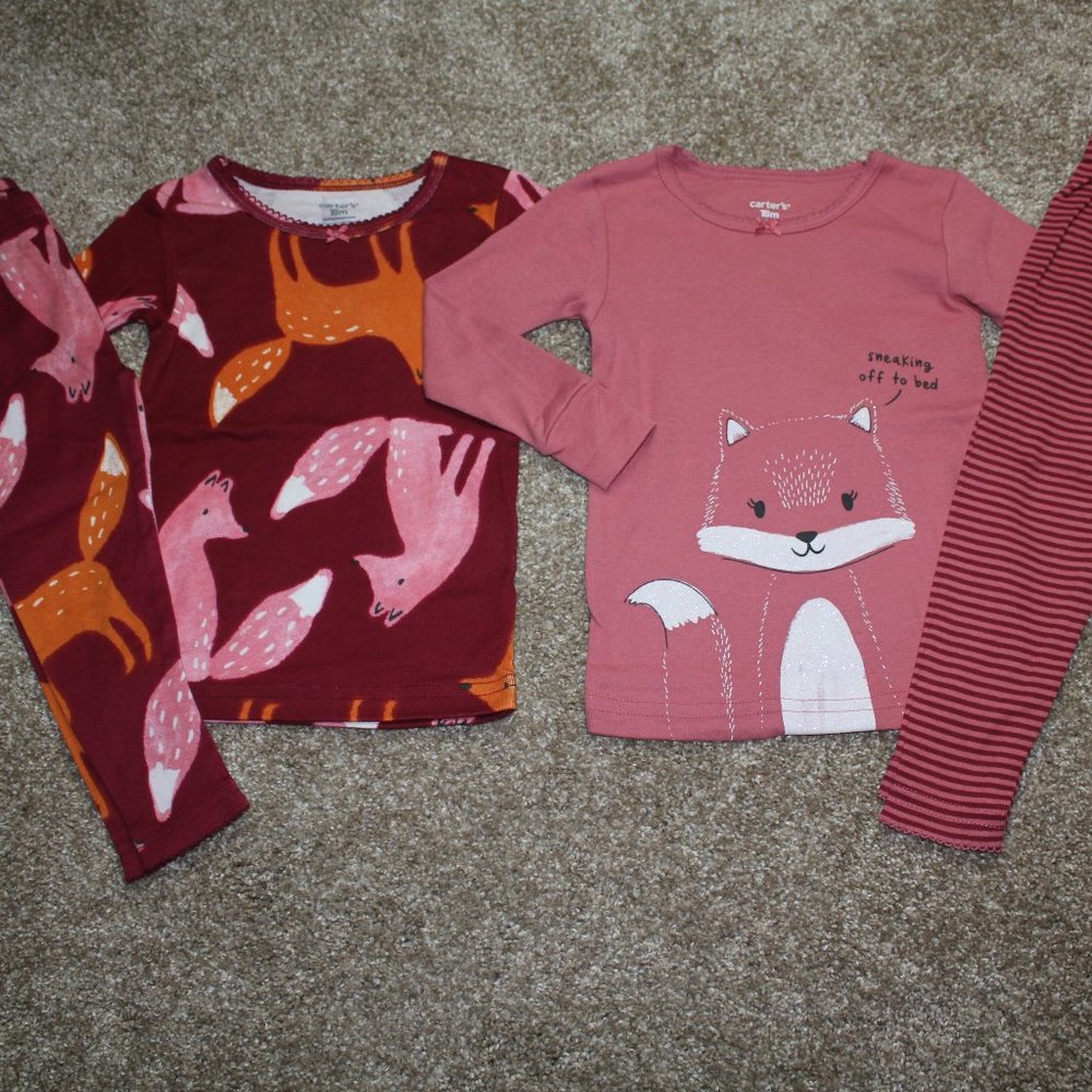 Carter's Baby Girl Fox 4-Piece Pants Pajamas Set 12M 18M 24M 12 18 24 months NWT